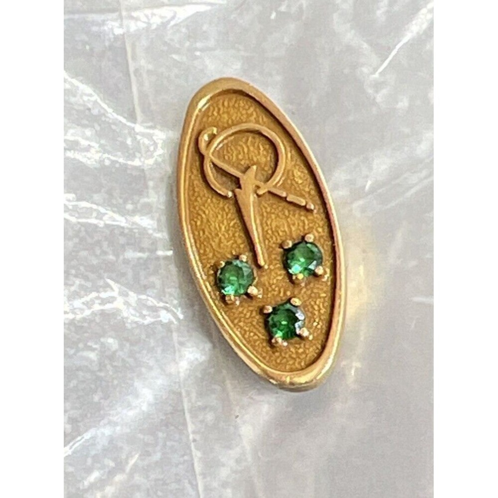 Vintage McDonnell Douglas Emerald Service Award Pin 1/10 10kt GF